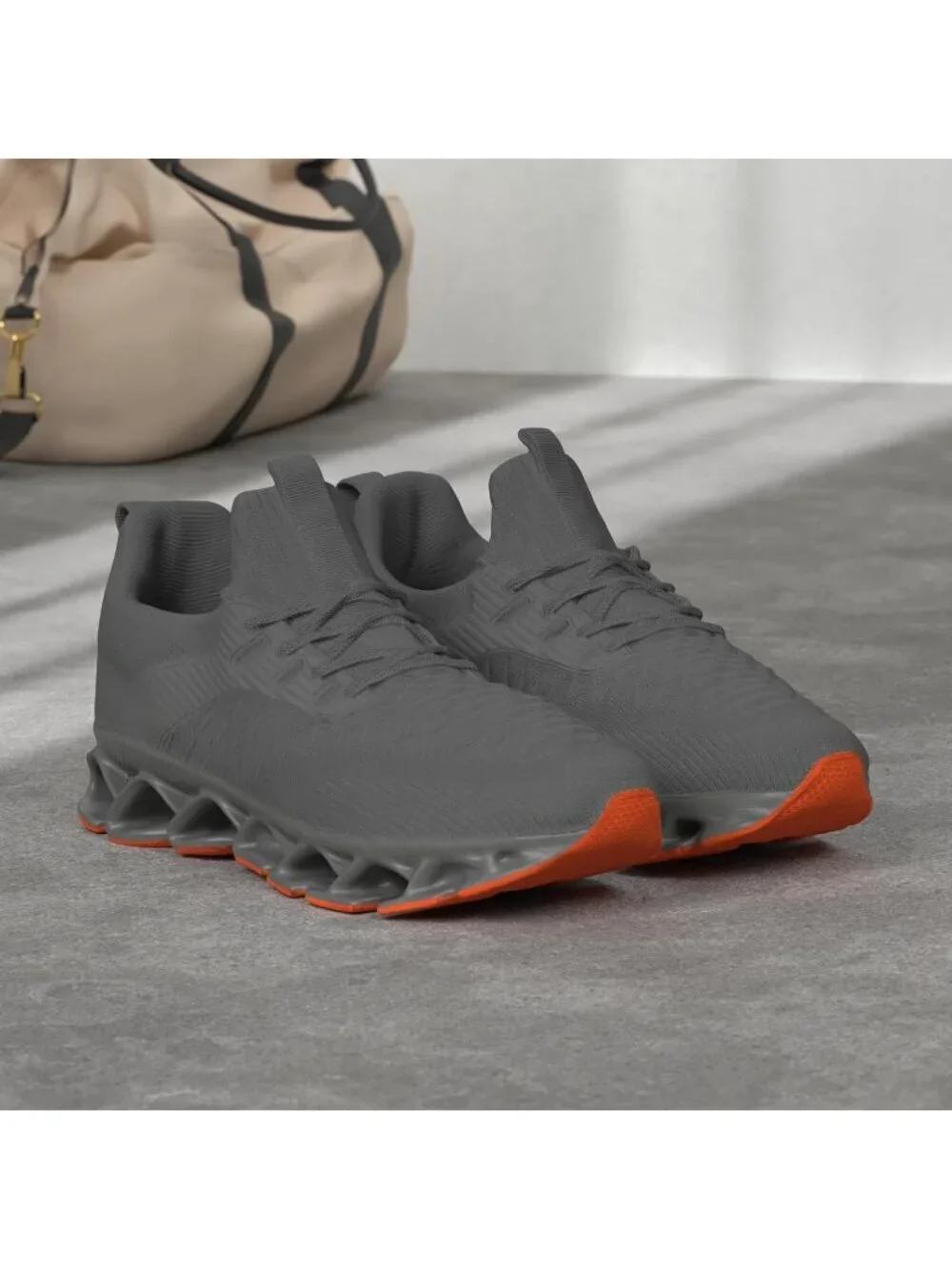 Men's Dark Gray Comfort Non Slip Tennis Athletic Trainer Slip on Sneaker Shoes